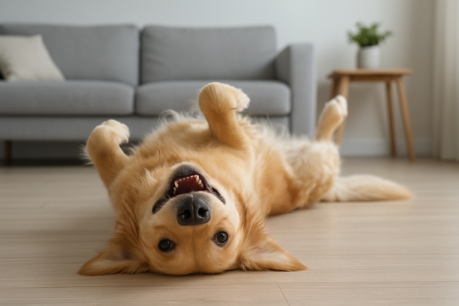 when dogs lay on their back